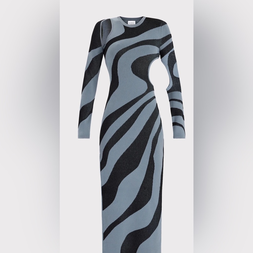 HERVE LEGER ABSTRACT JACQUARD GOWN size XS NWT - Picture 2 of 8